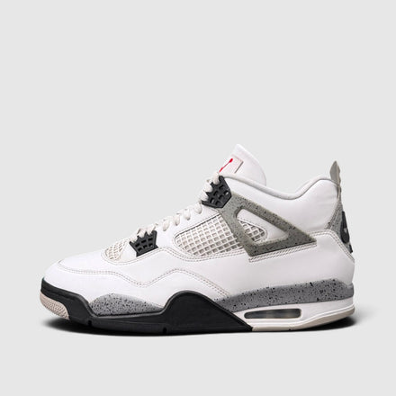 Nike Air Jordan 4 White Cement, buty sportowe męskie w bardzo dobrym stanie rozmiar 46, boczny profil, lewa strona