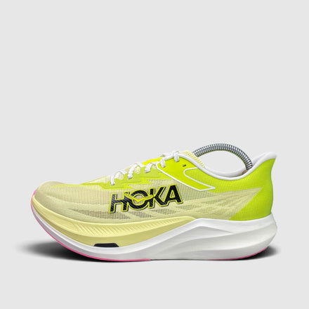 Hoka Rocket X 3, buty sportowe męskie w bardzo dobrym stanie rozmiar 43 1/3, boczny profil, lewa strona
