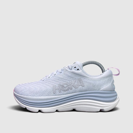 Hoka Gaviota 5, buty sportowe damskie w bardzo dobrym stanie rozmiar 40 2/3, boczny profil, lewa strona