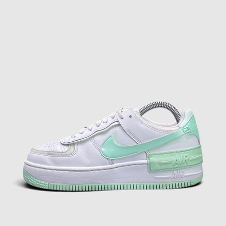 Nike Air Force 1 Low Shadow White Mint Foam, buty sportowe damskie w bardzo dobrym stanie rozmiar 36.5, boczny profil, lewa strona