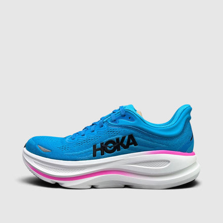 Hoka Bondi 9, buty sportowe damskie w bardzo dobrym stanie rozmiar 41 1/3, boczny profil, lewa strona
