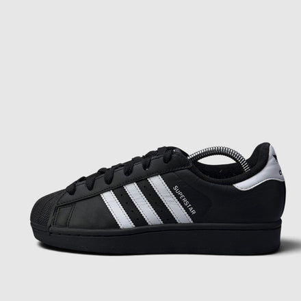 Adidas Superstar II Black White, buty sportowe damskie w bardzo dobrym stanie rozmiar 38, boczny profil, lewa strona