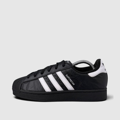 Adidas Superstar II Black White, buty sportowe damskie w bardzo dobrym stanie rozmiar 38, boczny profil, lewa strona