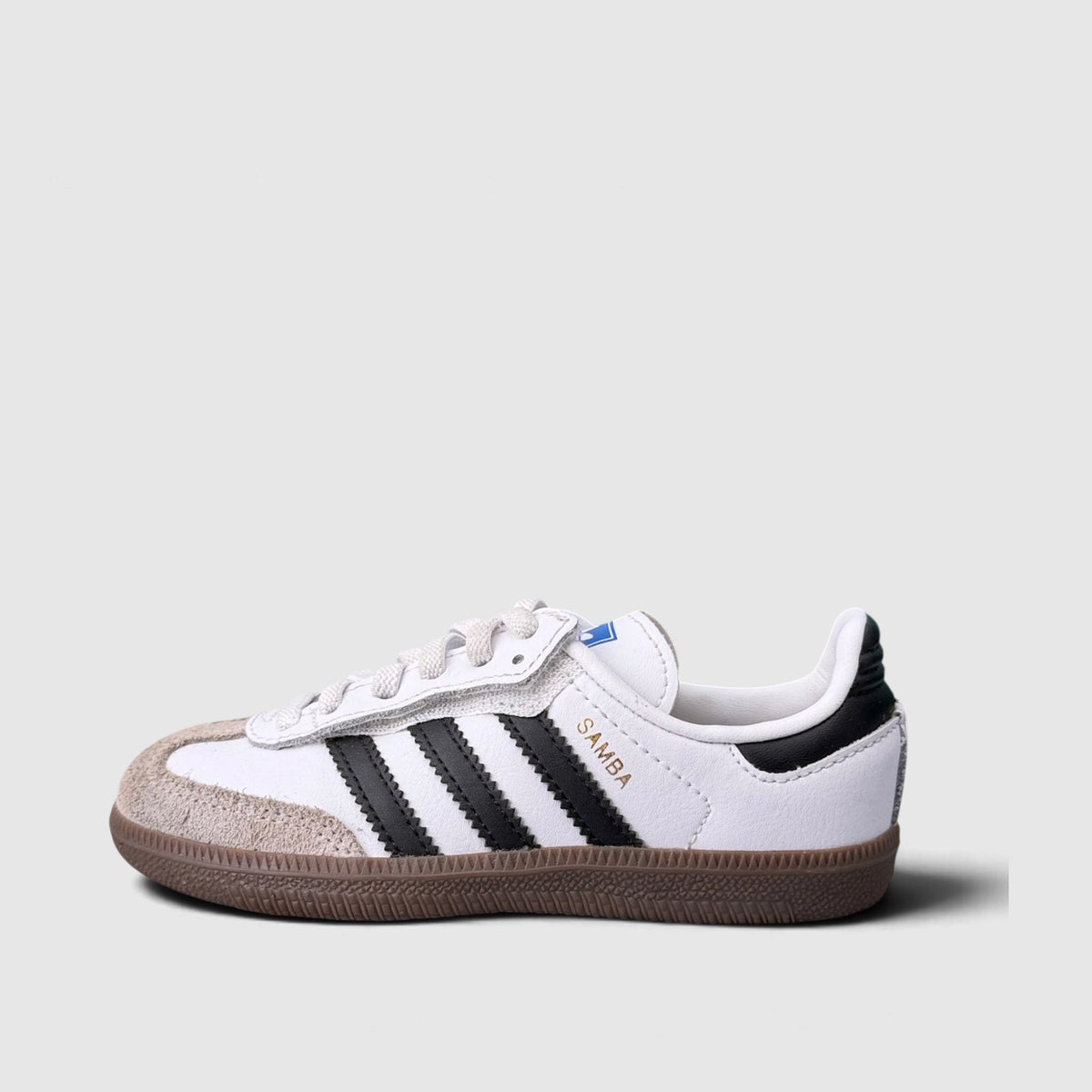 Adidas Samba OG Comfort Closure Elastic Lace Kids, buty sportowe dziecięce w bardzo dobrym stanie rozmiar 28, boczny profil, lewa strona