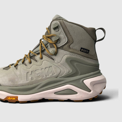 Hoka Kaha 3 GTX Sea Moss / Oat Milk, śniegowce męskie w bardzo dobrym stanie rozmiar 44, boczny profil, lewa strona