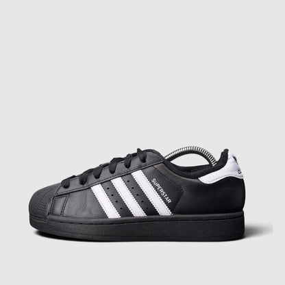 Adidas Superstar II Black White, buty sportowe damskie w bardzo dobrym stanie rozmiar 37 1/3, boczny profil, lewa strona