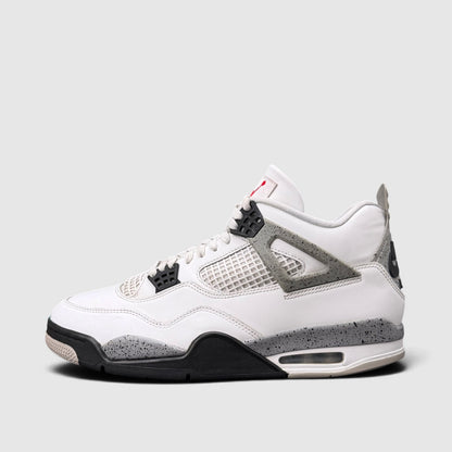 Nike Air Jordan 4 White Cement, buty sportowe męskie w bardzo dobrym stanie rozmiar 46, boczny profil, lewa strona
