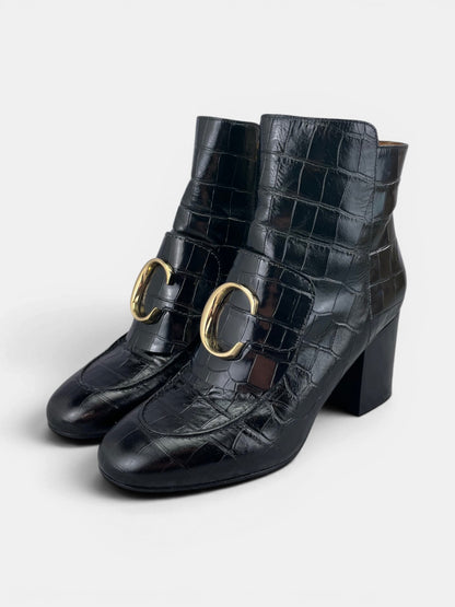 Chloé Crocodile Effect 80mm — buty zimowe damskie w bardzo dobrym stanie rozmiar 37, widok z boku