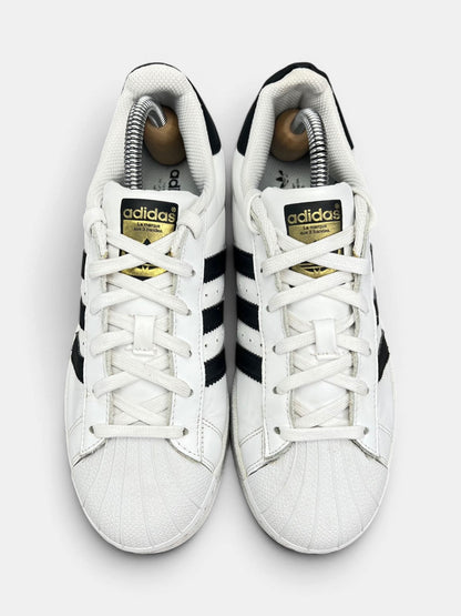 Adidas Superstar II White Gold Tongue — buty sportowe damskie w bardzo dobrym stanie rozmiar 37 1/3, widok z góry