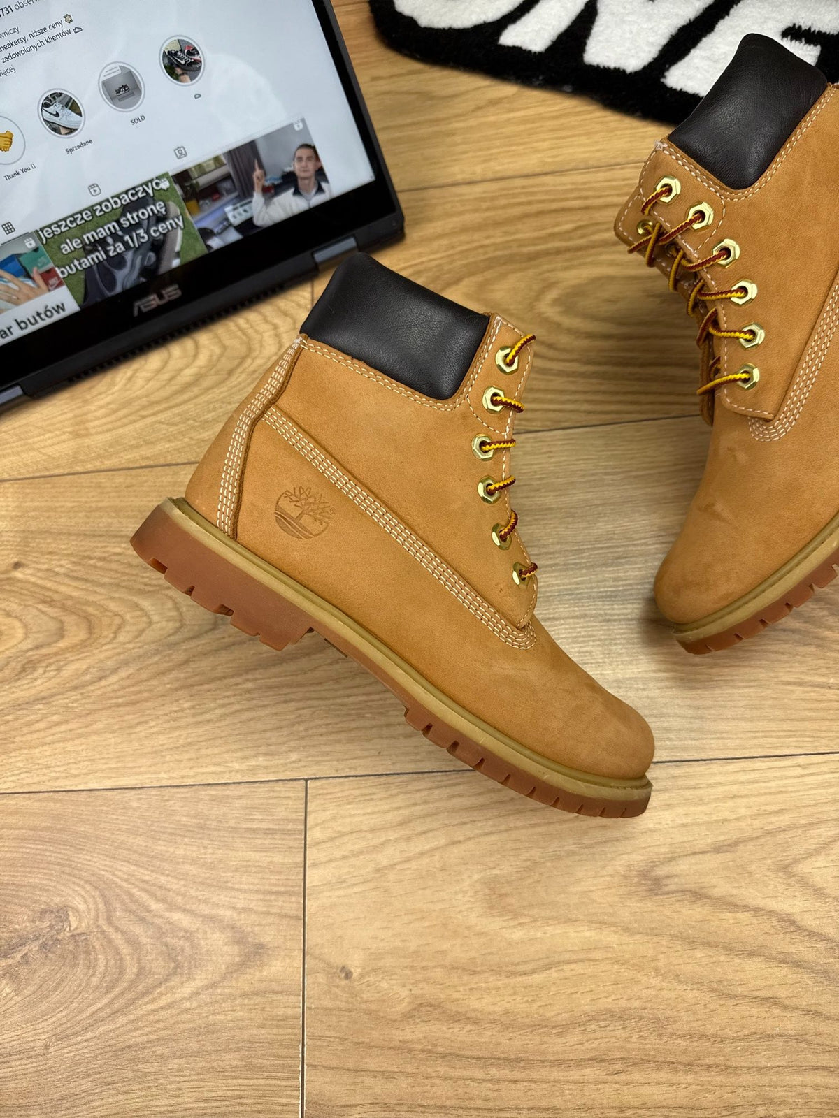Timberland Premium 6-Inch Boot Wheat Nubuck — buty zimowe damskie w bardzo dobrym stanie rozmiar 37, boczny profil