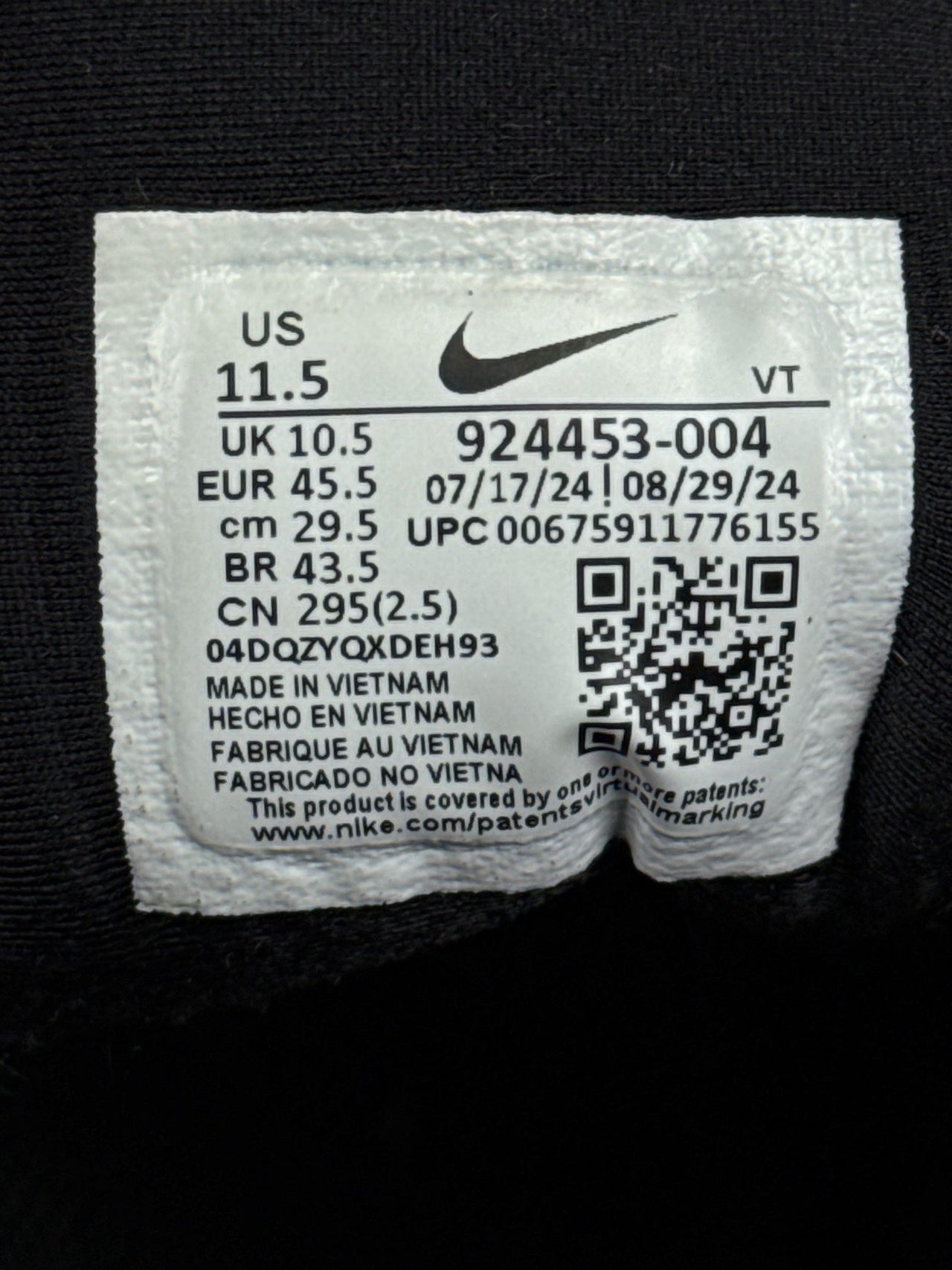 Nike Air VaporMax Plus Triple Black — buty sportowe męskie w bardzo dobrym stanie rozmiar 45.5, boczny profil