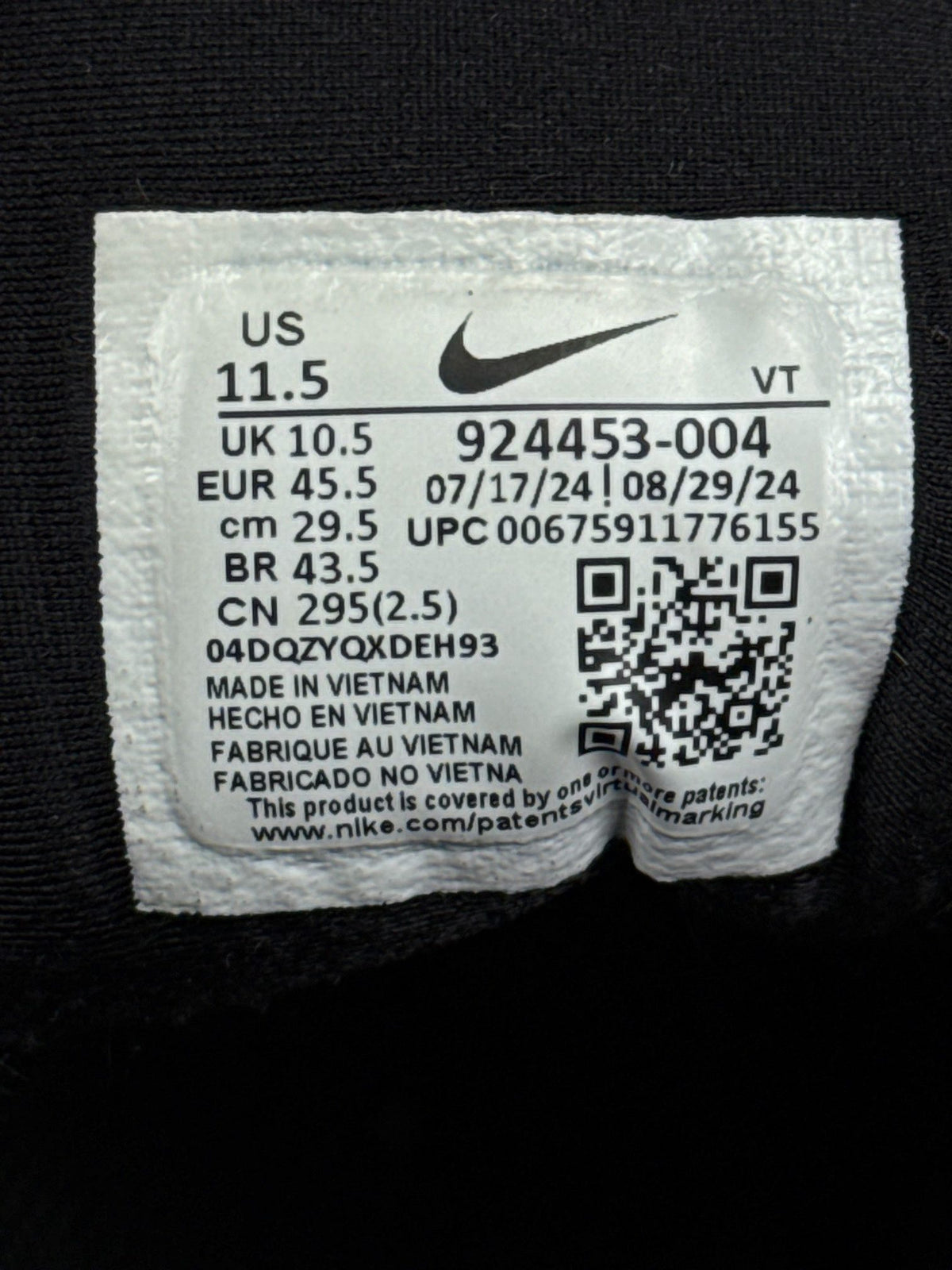 Nike Air VaporMax Plus Triple Black — buty sportowe męskie w bardzo dobrym stanie rozmiar 45.5, boczny profil