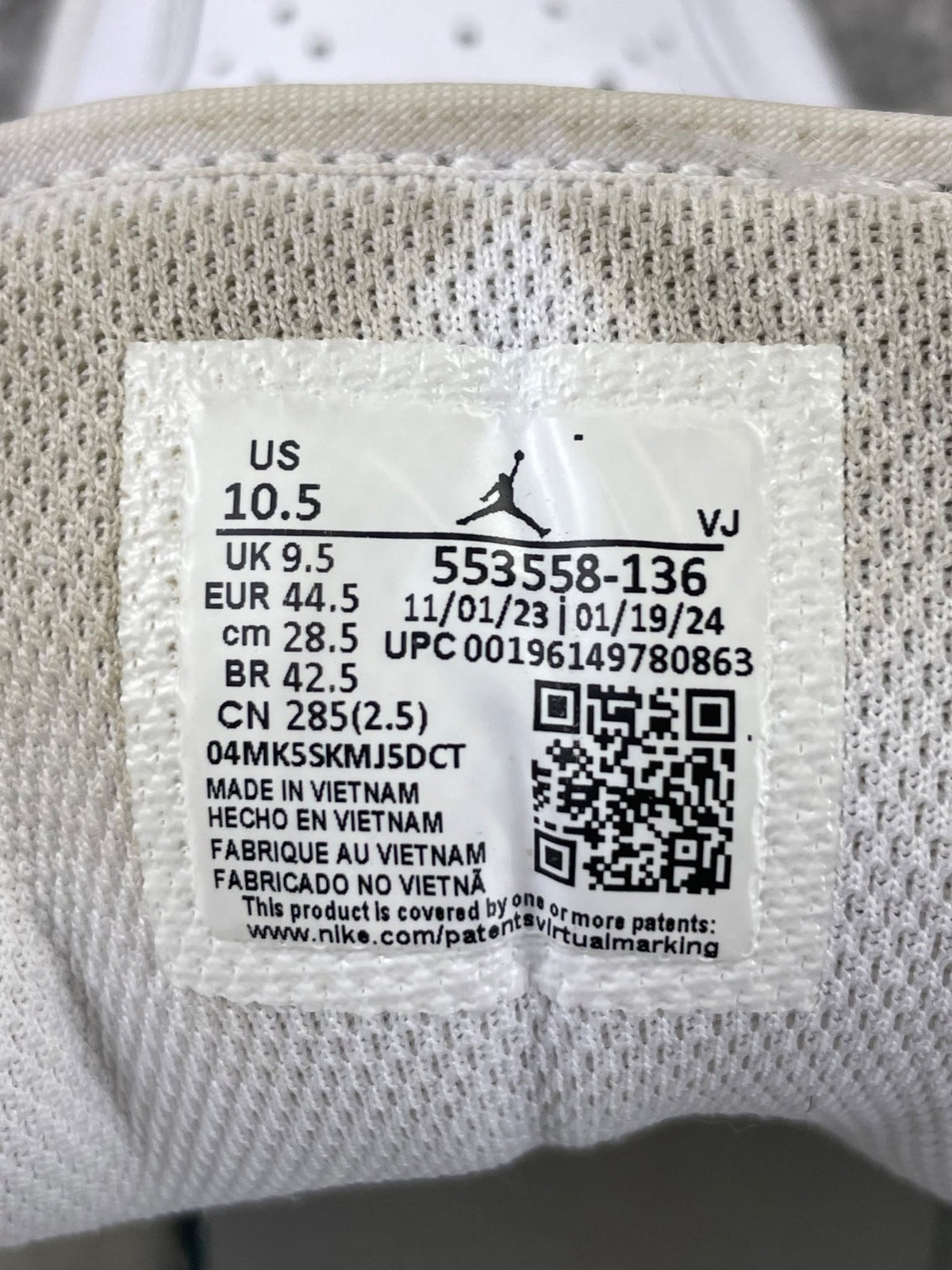 Nike Air Jordan 1 Low AJ1 Low Triple White — buty sportowe męskie w bardzo dobrym stanie rozmiar 44.5, opcjonalne zdjęcie 2