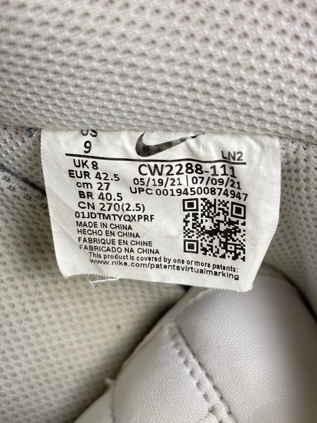 Nike Air Force 1 Low Triple White — buty sportowe męskie w bardzo dobrym stanie rozmiar 42.5, opcjonalne zdjęcie 2