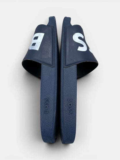 Hugo Boss Boss Slippers — klapki męskie w bardzo dobrym stanie rozmiar 42, boczny profil