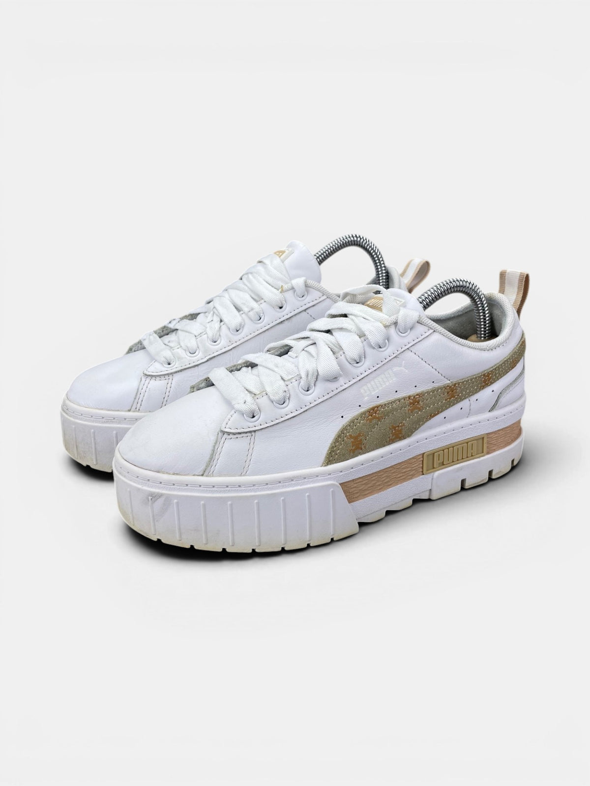 Puma Mayze T7 White Brown — buty sportowe damskie w bardzo dobrym stanie rozmiar 38, widok z boku