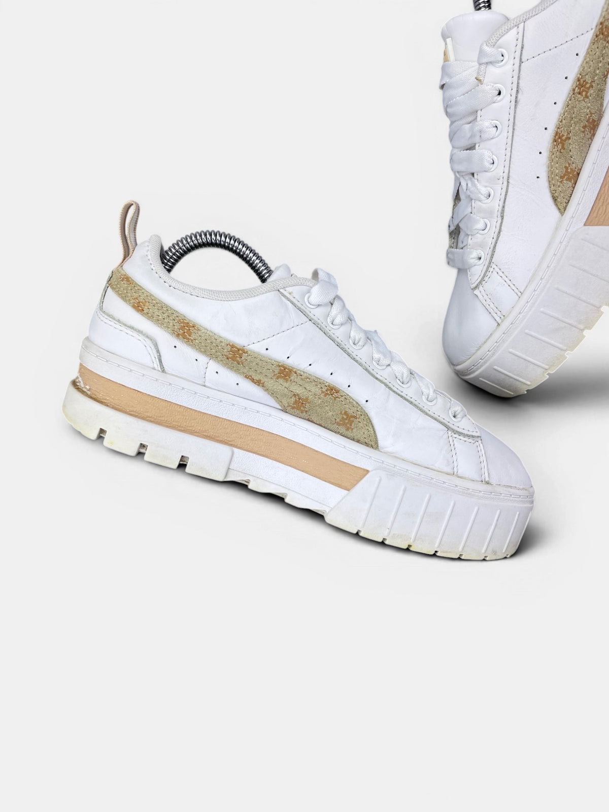 Puma Mayze T7 White Brown — buty sportowe damskie w bardzo dobrym stanie rozmiar 38, wewnętrzny panel lewego buta