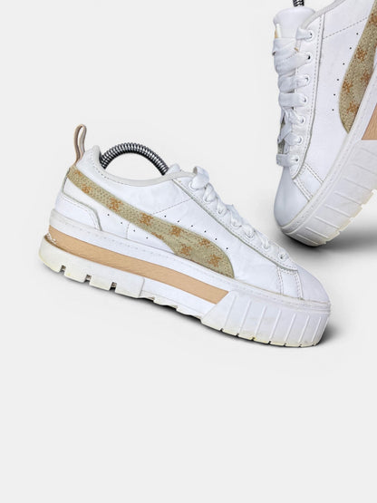 Puma Mayze T7 White Brown — buty sportowe damskie w bardzo dobrym stanie rozmiar 38, wewnętrzny panel lewego buta