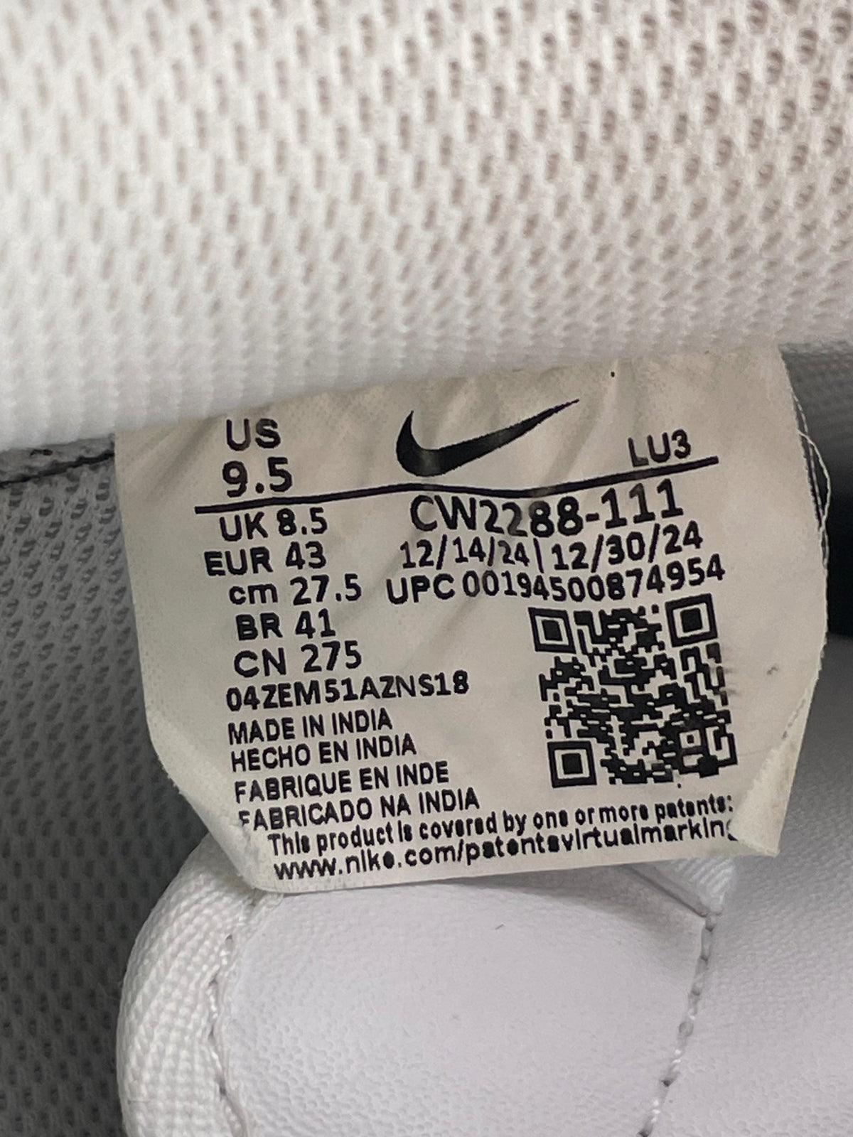 Nike Air Force 1 Low Triple White — buty sportowe męskie w bardzo dobrym stanie rozmiar 43, opcjonalne zdjęcie 2