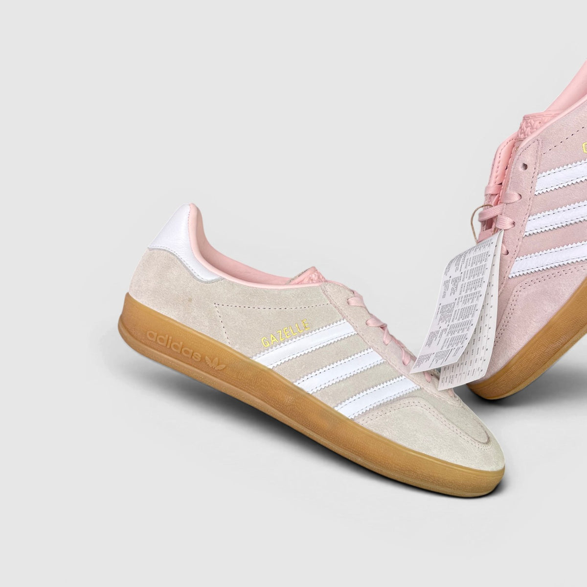 Adidas Gazelle Sandy Pink Gum — buty sportowe damskie nowe rozmiar 38 2/3, boczny profil, lewa strona