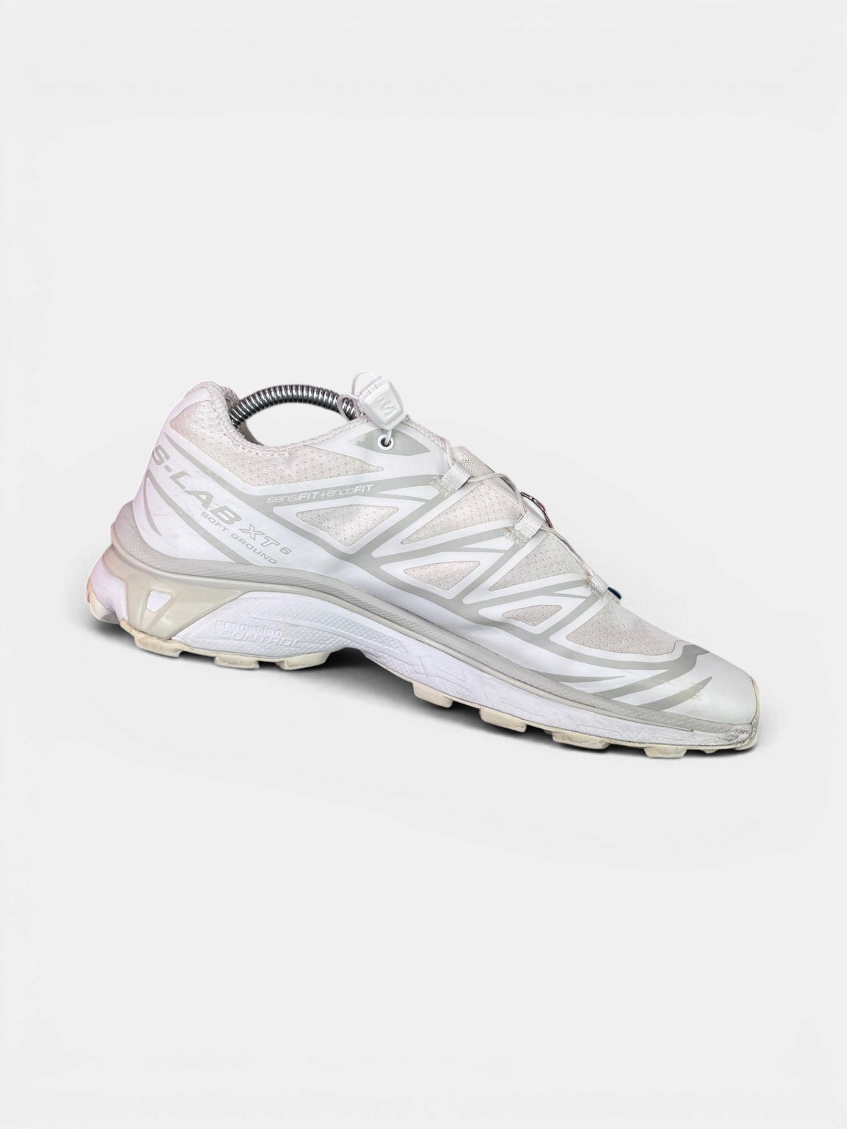 Salomon XT-6 White Lunar Rock — buty sportowe męskie w bardzo dobrym stanie rozmiar 42, boczny profil, lewa strona