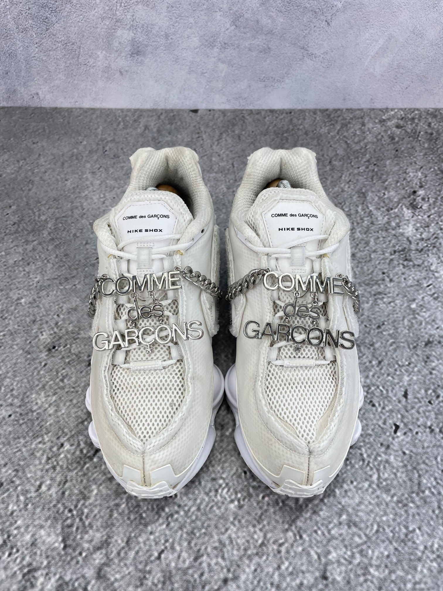 Nike Shox TL / CDG Triple White - buty sportowe, widok z góry