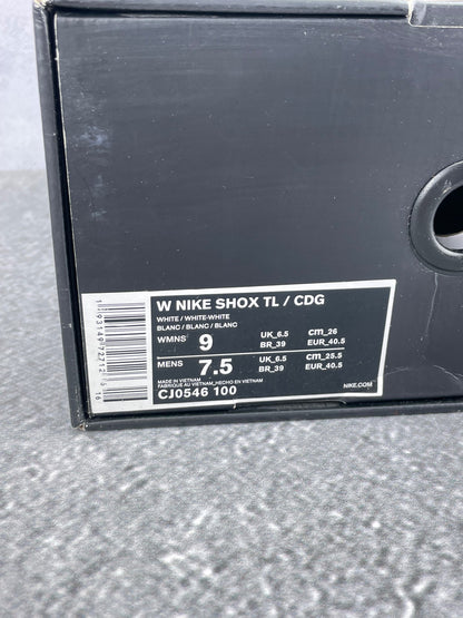 Nike Shox TL / CDG Triple White - buty sportowe, metka