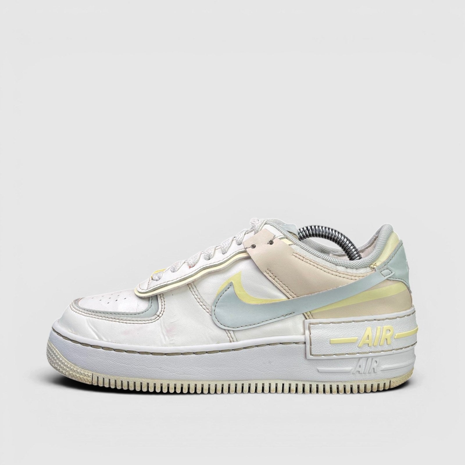 Nike Air Force 1 Shadow Pearl White Citron Tint — buty sportowe damskie w bardzo dobrym stanie rozmiar 38.5, boczny profil, lewa strona
