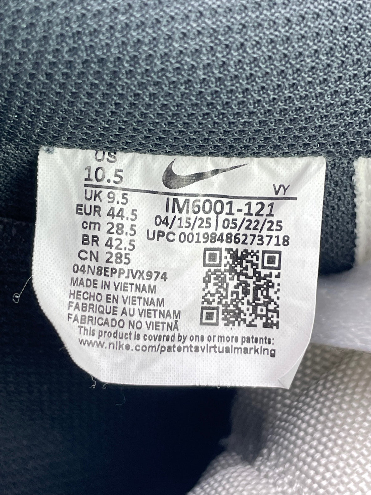 Nike Air Force 1 Low White Cordura — buty sportowe męskie w bardzo dobrym stanie rozmiar 44.5, etykieta z kodem modelu IM6001-121