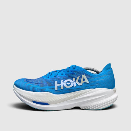 Hoka Mach X 2, buty sportowe męskie w bardzo dobrym stanie rozmiar 46 2/3, boczny profil, lewa strona