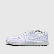 Nike Air Jordan 1 Low Golf Triple White, buty sportowe męskie w bardzo dobrym stanie rozmiar 44, boczny profil, lewa strona