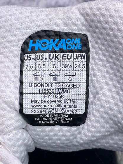 Hoka Bondi 8 Ts Caged, buty sportowe damskie w bardzo dobrym stanie rozmiar 39 1/3, etykieta z kodem modelu 1155391WMC