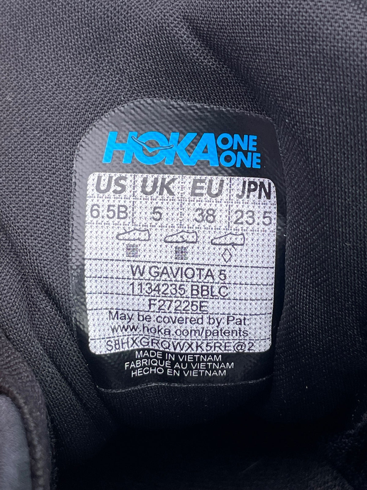 Hoka Gaviota 5, buty sportowe damskie nowe rozmiar 38, etykieta z kodem modelu 1134235BBLC