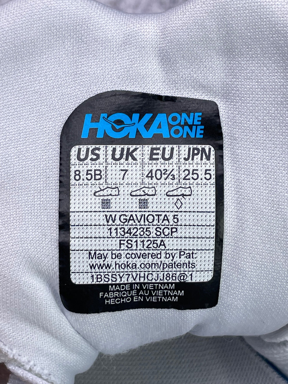 Hoka Gaviota 5, buty sportowe damskie w bardzo dobrym stanie rozmiar 40 2/3, etykieta z kodem modelu 1134235SCP