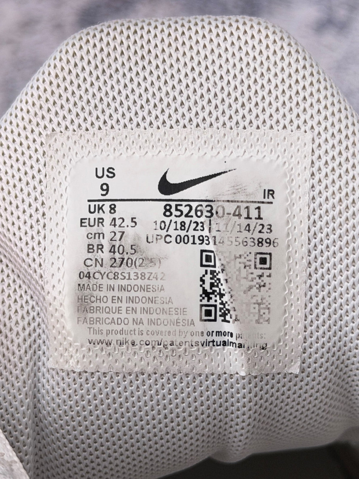 Nike Air Max Plus, buty sportowe męskie w bardzo dobrym stanie rozmiar 42.5, etykieta z kodem modelu 852630-411