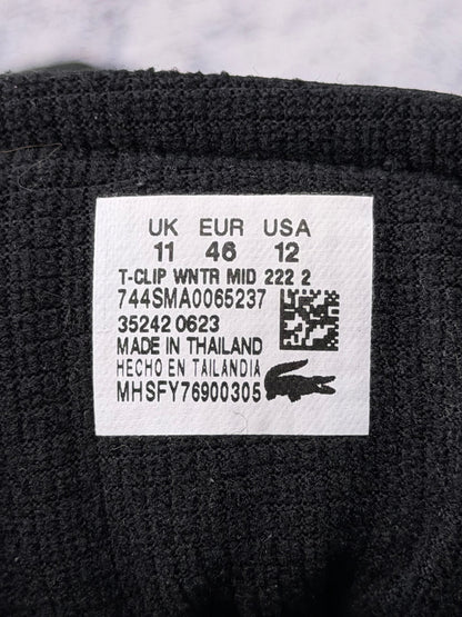 Lacoste T-Clip Winter Mid, śniegowce męskie w bardzo dobrym stanie rozmiar 46, etykieta z kodem modelu 352420628