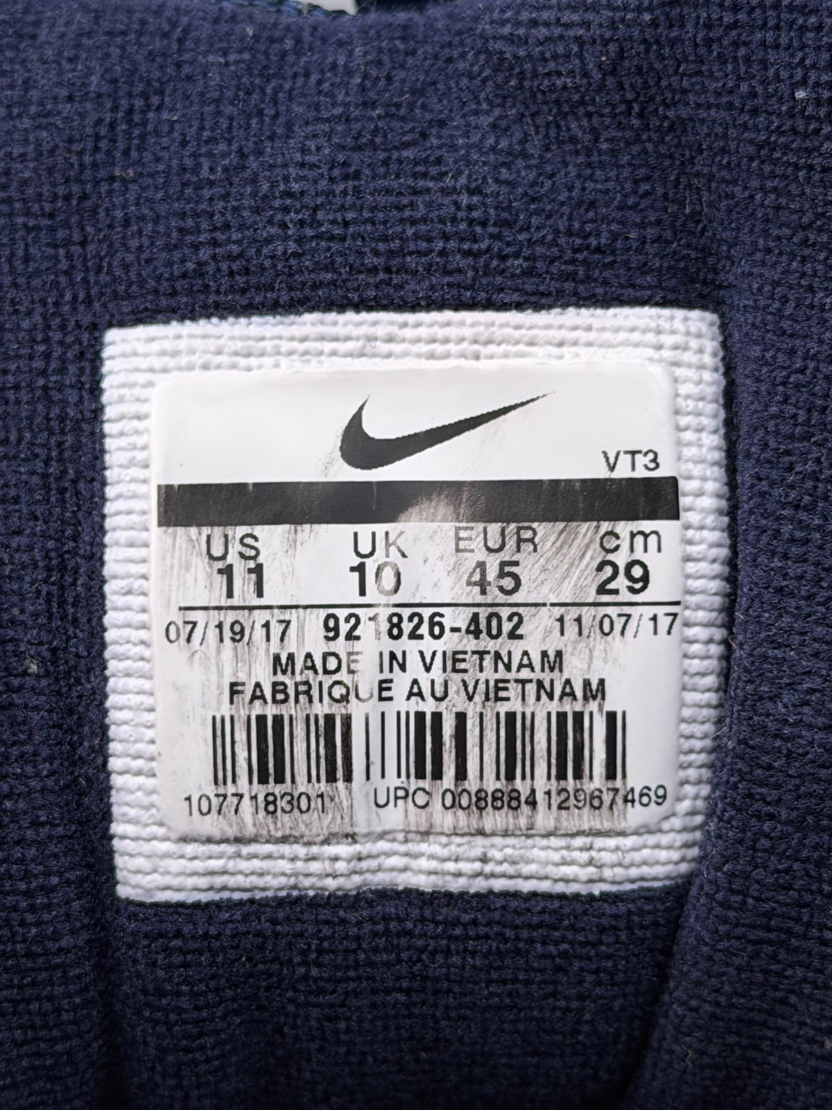 Nike Air Max 97, buty sportowe męskie w bardzo dobrym stanie rozmiar 45, etykieta z kodem modelu 921826-402