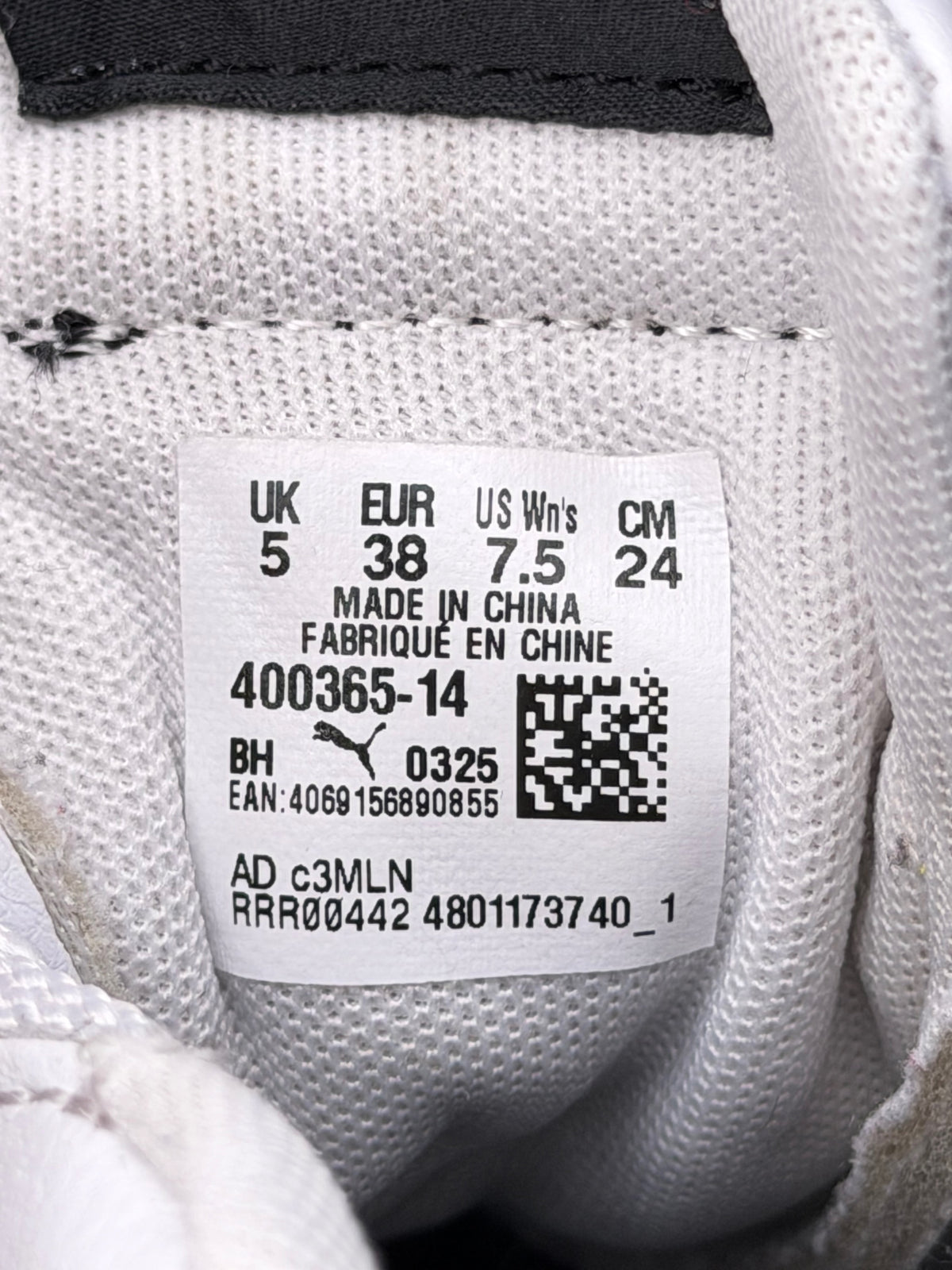 Puma Carina 3.0, buty sportowe damskie w bardzo dobrym stanie rozmiar 38, etykieta z kodem modelu 400365-14