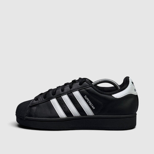 Adidas Superstar II Black White, buty sportowe damskie w bardzo dobrym stanie rozmiar 38 2/3, boczny profil, lewa strona