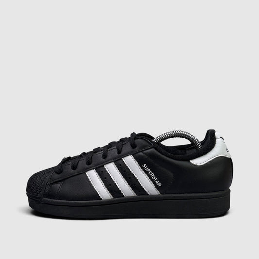 Adidas Superstar II Black White, buty sportowe damskie w bardzo dobrym stanie rozmiar 38 2/3, boczny profil, lewa strona