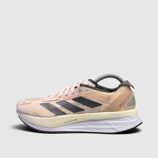 Adidas Adizero Boston 11, buty sportowe damskie w bardzo dobrym stanie rozmiar 41 1/3, boczny profil, lewa strona