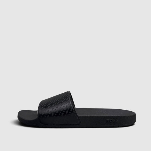 BOSS Hugo Boss Boss Slides, kapcie męskie w bardzo dobrym stanie rozmiar 45, boczny profil, lewa strona