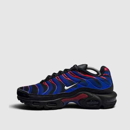 Nike Air Max Plus Spider-Man, buty sportowe męskie w bardzo dobrym stanie rozmiar 44.5, boczny profil, lewa strona