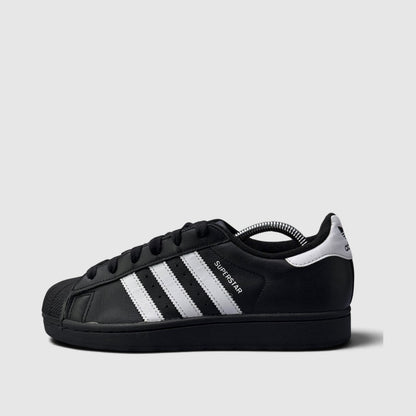 Adidas Superstar II Black White, buty sportowe damskie w bardzo dobrym stanie rozmiar 39 1/3, boczny profil, lewa strona