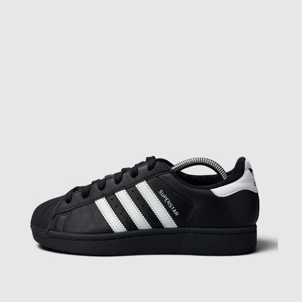 Adidas Superstar II Black White, buty sportowe damskie w bardzo dobrym stanie rozmiar 38 2/3, boczny profil, lewa strona