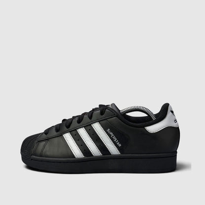 Adidas Superstar II Black White, buty sportowe damskie w bardzo dobrym stanie rozmiar 38 2/3, boczny profil, lewa strona