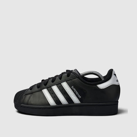 Adidas Superstar II Black White, buty sportowe damskie w bardzo dobrym stanie rozmiar 38 2/3, boczny profil, lewa strona