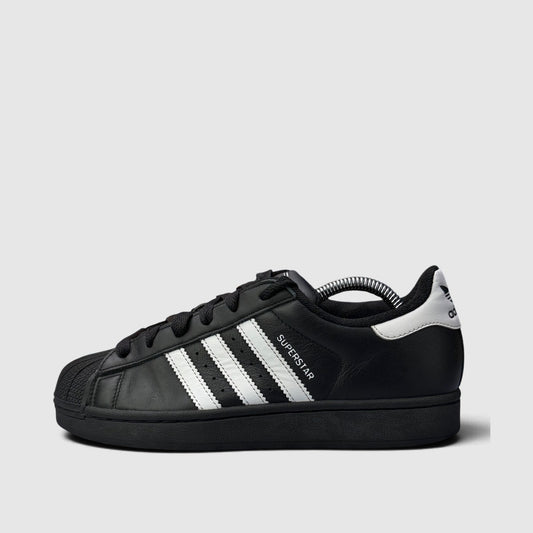 Adidas Superstar II Black White, buty sportowe damskie w bardzo dobrym stanie rozmiar 38 2/3, boczny profil, lewa strona