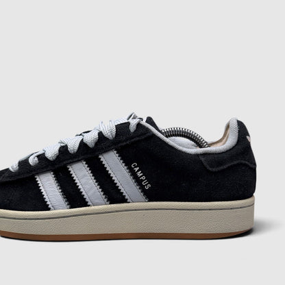 Adidas Campus Black White Gum, buty sportowe damskie w bardzo dobrym stanie rozmiar 39 1/3, boczny profil, lewa strona