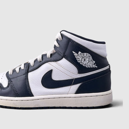 Jordan Air Jordan 1 Mid White Metallic Gold Obsidian, buty sportowe męskie w bardzo dobrym stanie rozmiar 42.5, detal